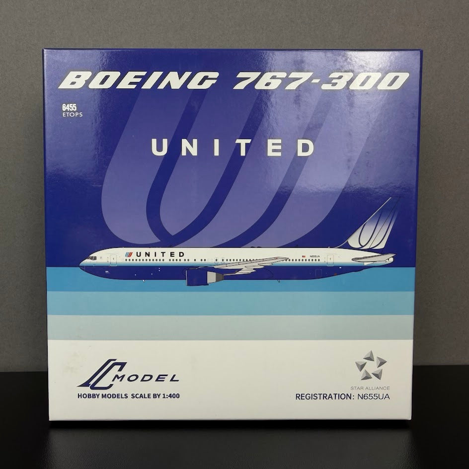 C Models 1:400 United Airlines Boeing 767-300 N655UA "Blue Tulip" C0053
