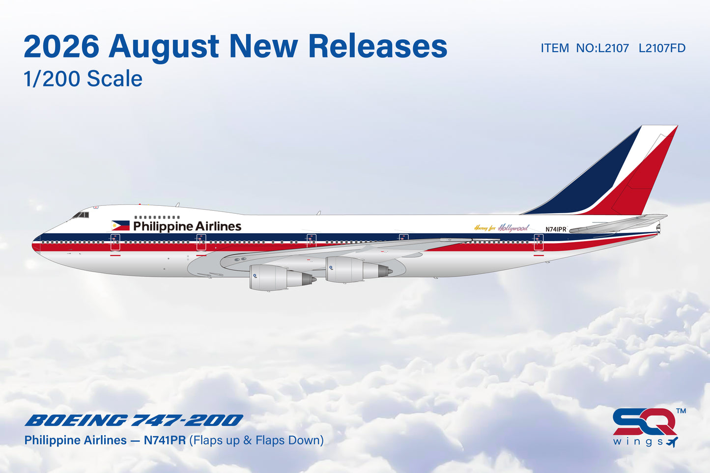 Pre-Order SQ Wings 1:200 Philippine Airlines Boeing 747-200 N741PR