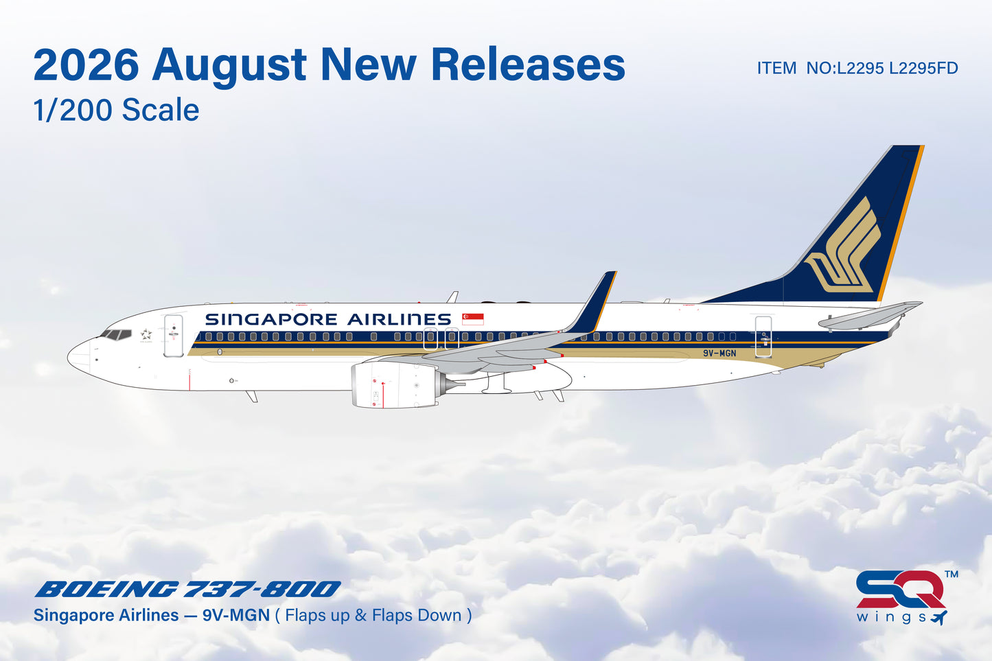 Pre-Order SQ Wings 1:200 Singapore Airlines Boeing 737-800 9V-MGN