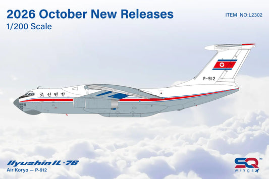 Pre-Order SQ Wings 1:200 Air Koryo Ilyushin IL-76 P-912 L2302