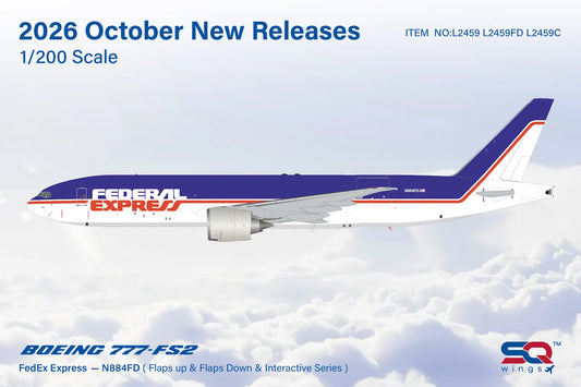 Pre-Order SQ Wings 1:200 FedEx Boeing 777-FS2 N884FD "Rosie Retro" Interactive L2459C