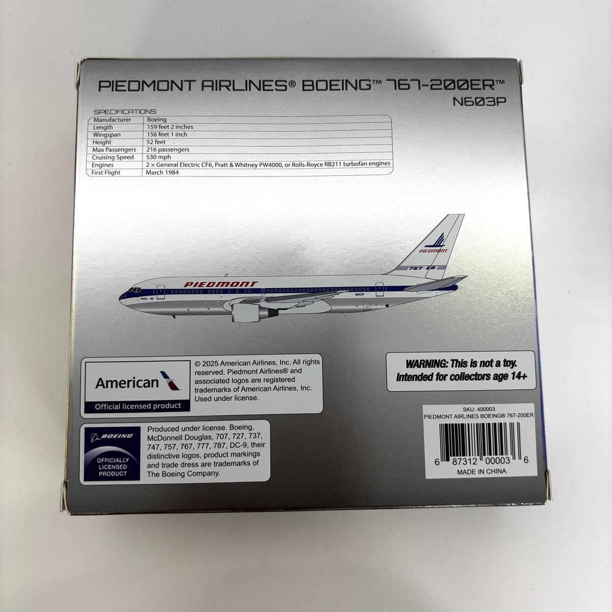 Pre-Order V1:400 Piedmont Airlines Boeing 767-200ER N603P 400003