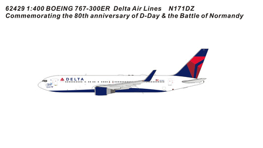 Panda Models 1:400 Delta Air Lines Boeing 767-300 N171DZ D Day & Normandy Sticker 62429