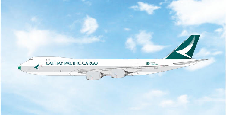 Pre-Order Phoenix Models 1:400 Cathay Pacific Cargo Boeing 747-8F B-LJD "80 Years" 04741