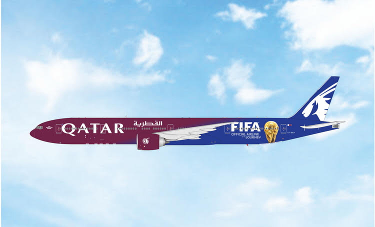 Pre-Order Phoenix Models 1:400 Qatar Airways Boeing 777-300ER A7-BEH "FIFA World Cup 2026" 04713